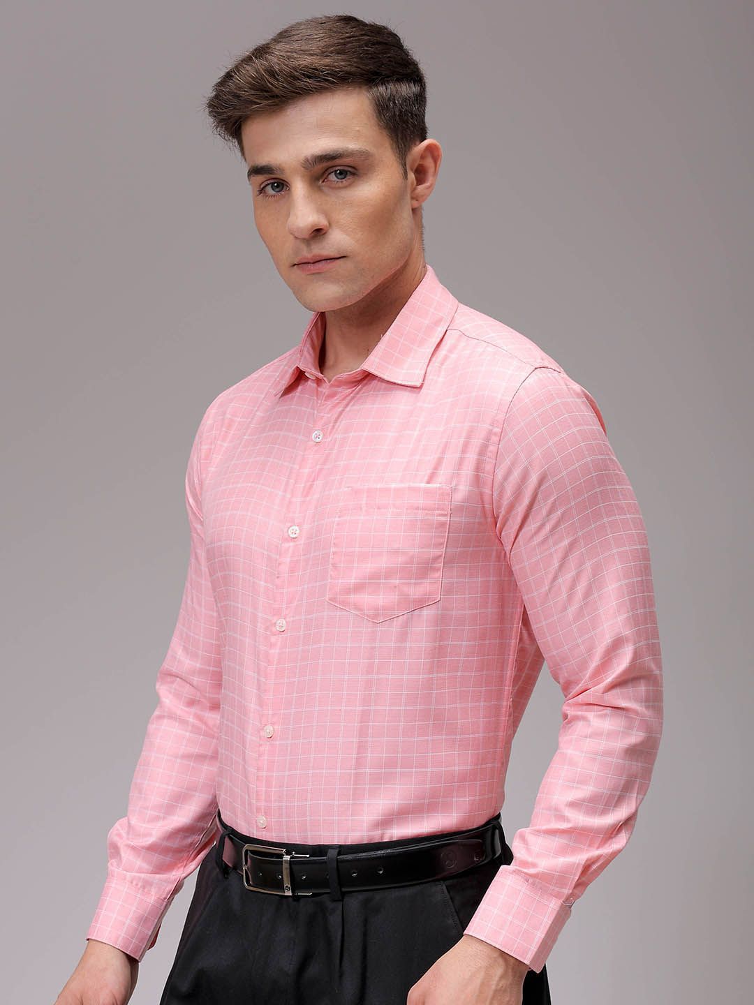 The Indian Garage Co. X Luxe Men Slim Fit Opaque Checked Formal Shirt