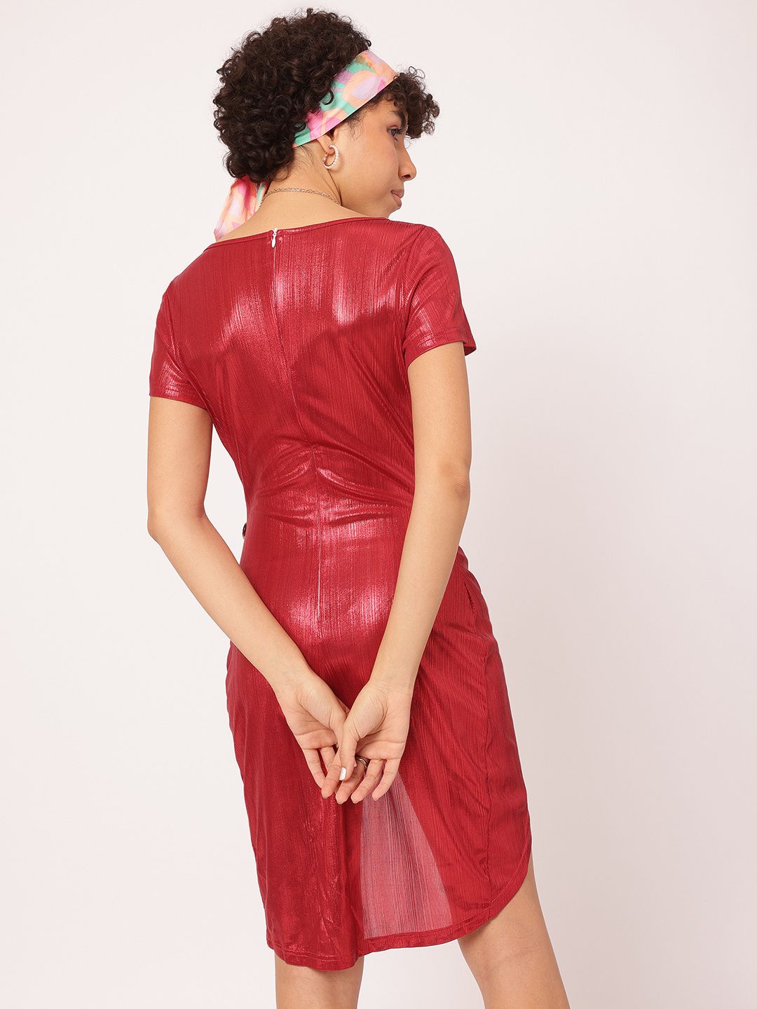 DressBerry Gleam Team Sheen Faux Wrap Mini Dress