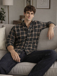 ADRO Men Standard Tartan Checks Checked Casual Shirt