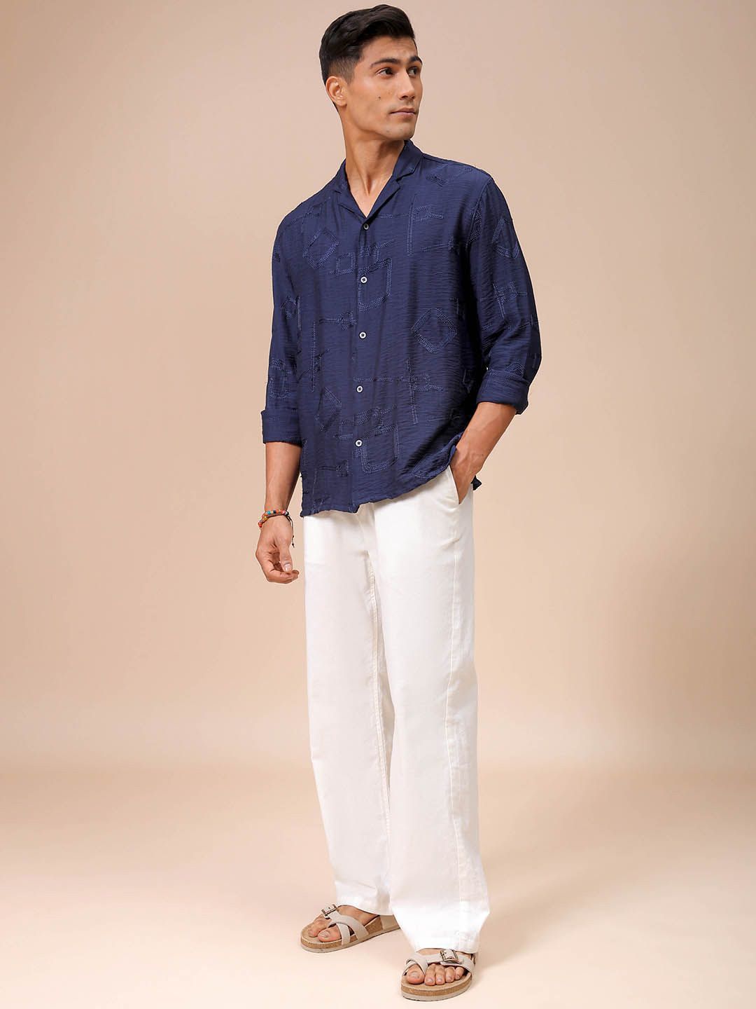 The Indian Garage Co Men Relaxed Fit Embroidery Resortwear Shirt