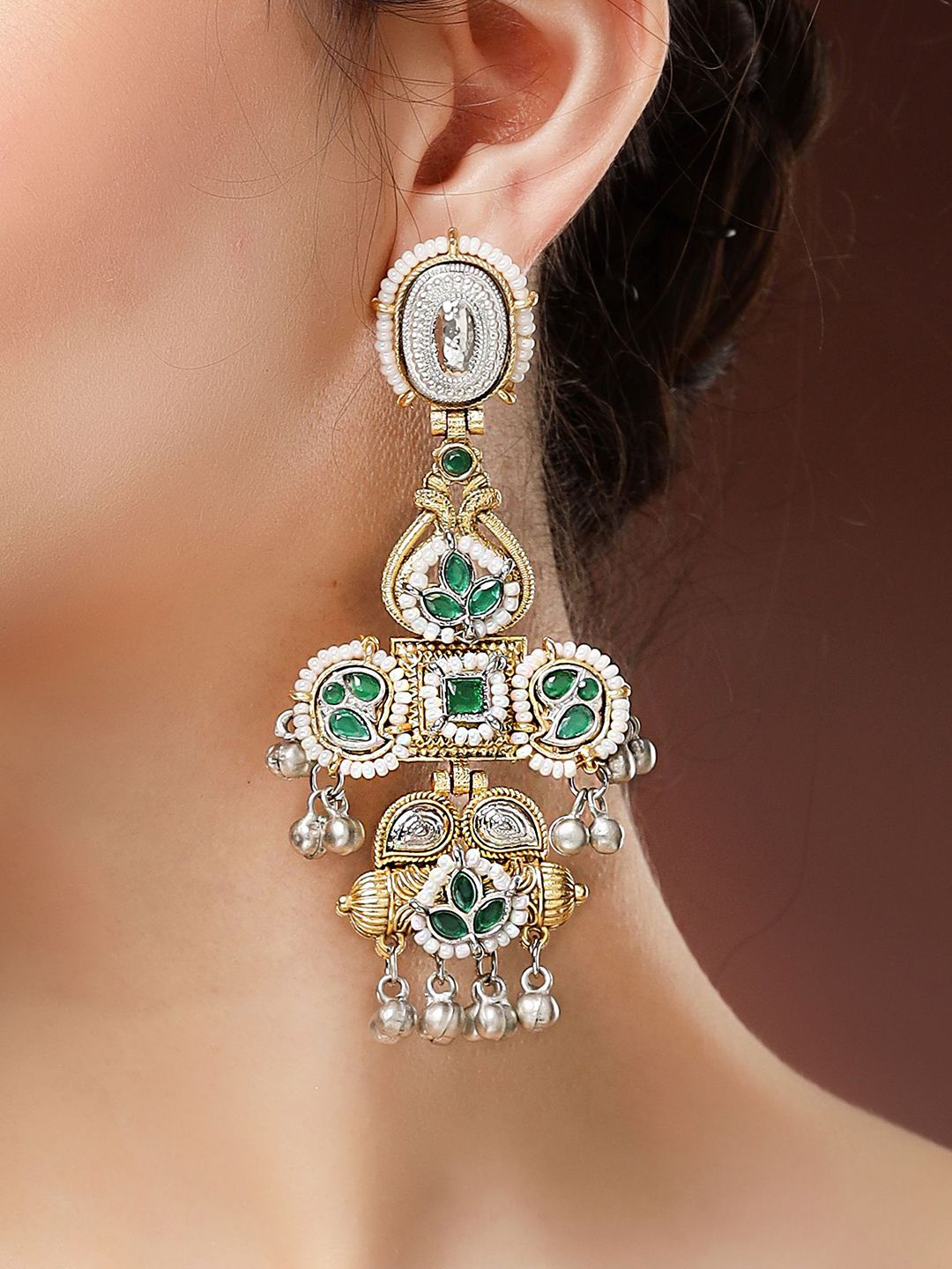 Karatcart Kundan Kundan Kundan Kundan & Anting-anting Drop Beaded