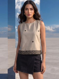 Mamicha Geometric Embroidered Top