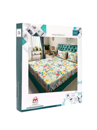 Myntra Elegant Homes White & Green Floral 300 TC King Cadar dengan 2 Sarung Bantal