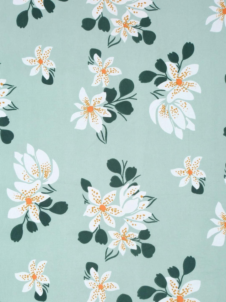KLOTTHE Green Floral 300 TC Cadar Bujang dengan 1 Sarung Bantal