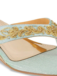 Mochi Women Embellished Suede Kitten Gladiators