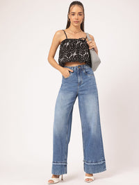 DressBerry Chic & Cheery Abstract Print Crop Blouson Top