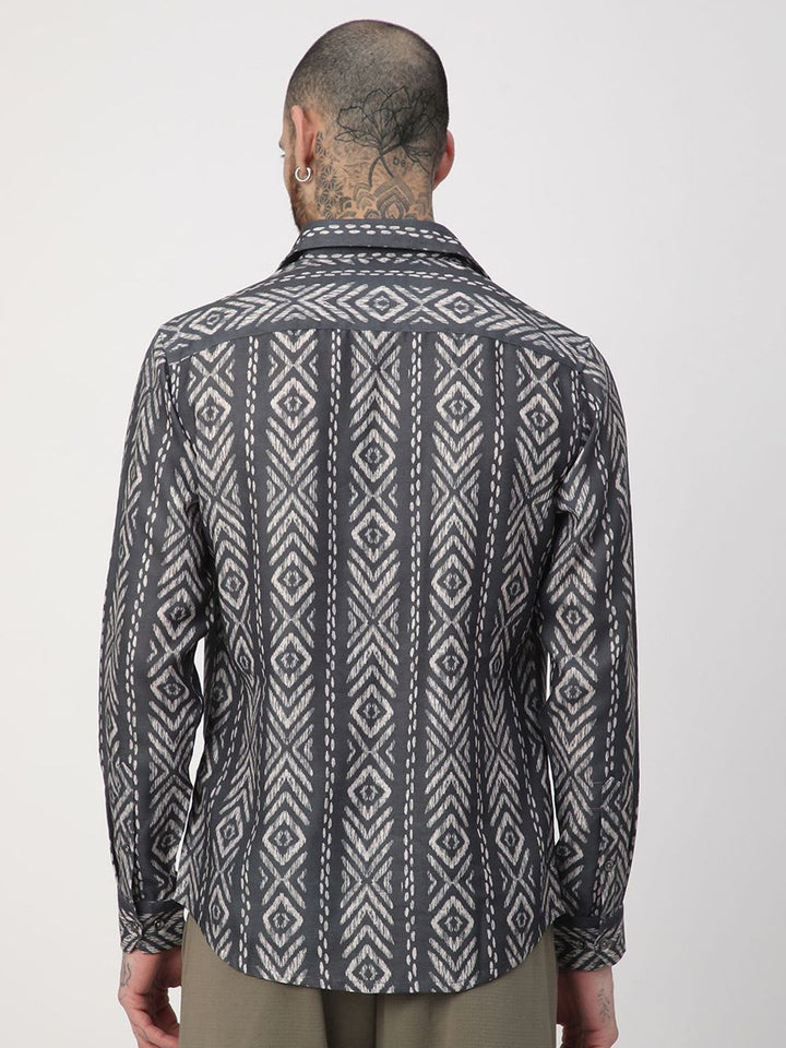 VASTRADO Men Classic Relaxed Fit Spread Collar Abstract Printed Cotton Casual Shirt