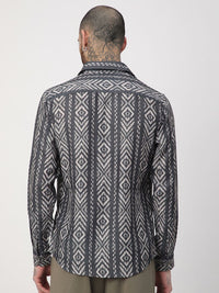 VASTRADO Men Classic Relaxed Fit Spread Collar Abstract Printed Cotton Casual Shirt