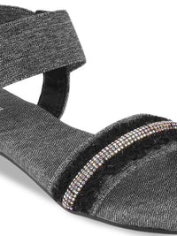 Mochi Women Western Embellished Open Toe Flats