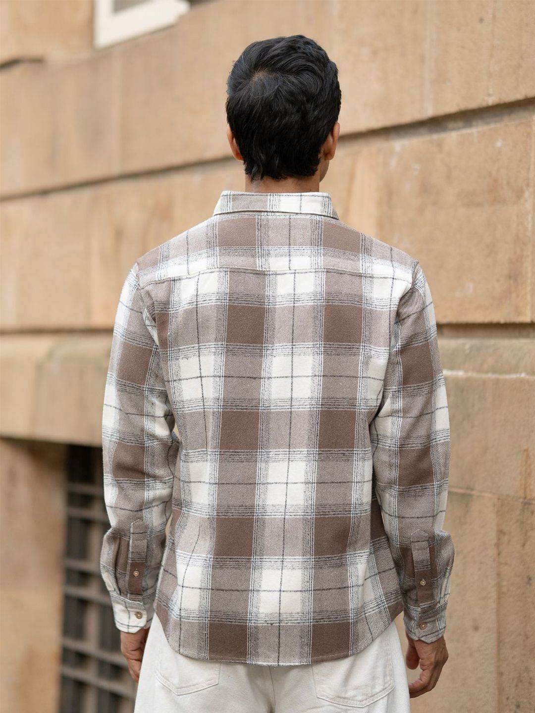 Powerlook Men Tartan Checked Button-Down Collar Cotton Casual Shirt