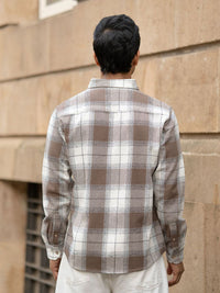 Powerlook Men Tartan Checked Button-Down Collar Cotton Casual Shirt