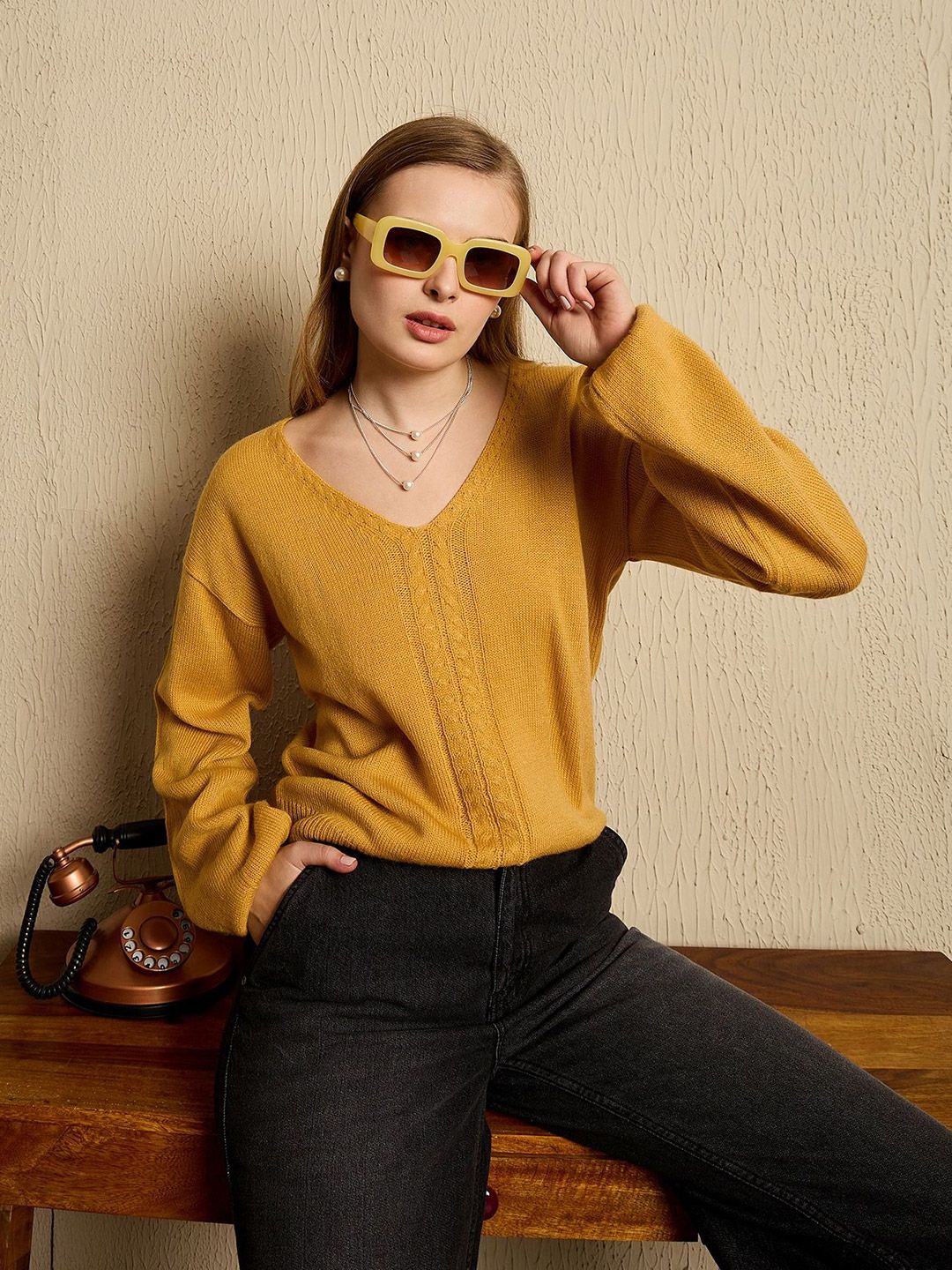 Berrylush Women V-Neck Pullover Sweaters