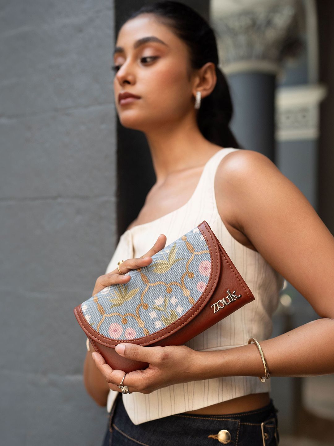 ZOUK Women Floral Printed Jaipur Fresco Kyra Flap Wallet