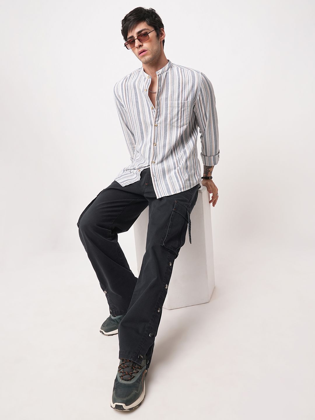 VASTRADO Men Classic Slim Fit Striped Casual Shirt