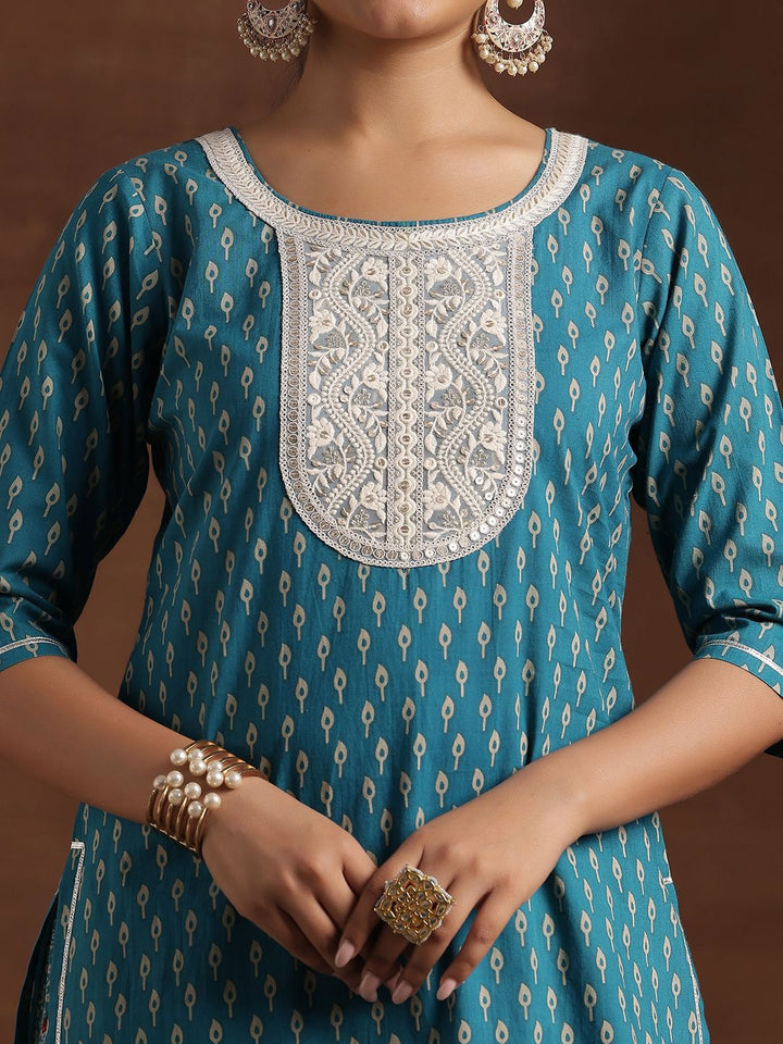 Libas Floral Printed Pure Cotton Kurta with Sharara & Dupatta