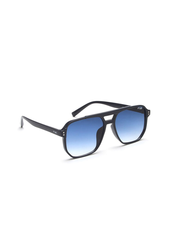 IRUS by IDEE Unisex Blue Lens & Black Square Sunglass with UV Protected Lens-IRS1107C3SG