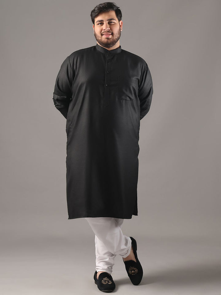 SOJANYA PLUS Plus Size Lelaki Band Collar Pure Cotton Kurta Lurus Dengan Piyama