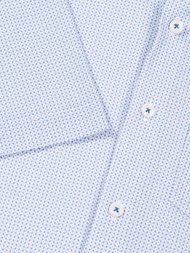 Thomas Scott Men Classic Slim Fit Spread Collar Micro Ditsy Printed Cotton Knitted Shirt