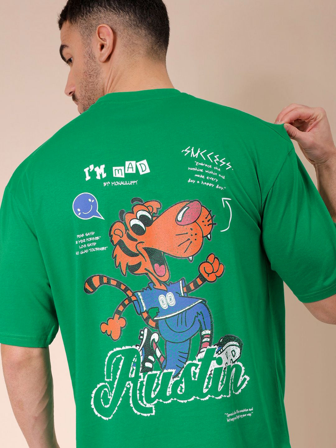 The Indian Garage Co Men Graphic Printed Round Neck Pure Cotton Oversized T-shirt