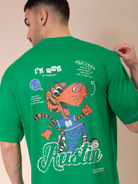 The Indian Garage Co Men Graphic Printed Round Neck Pure Cotton Oversized T-shirt