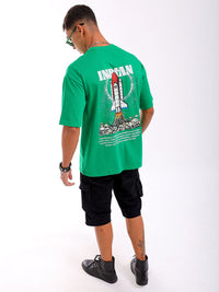 The Indian Garage Co Pure Cotton Back Printed Boxy Oversized Round Neck T-shirt