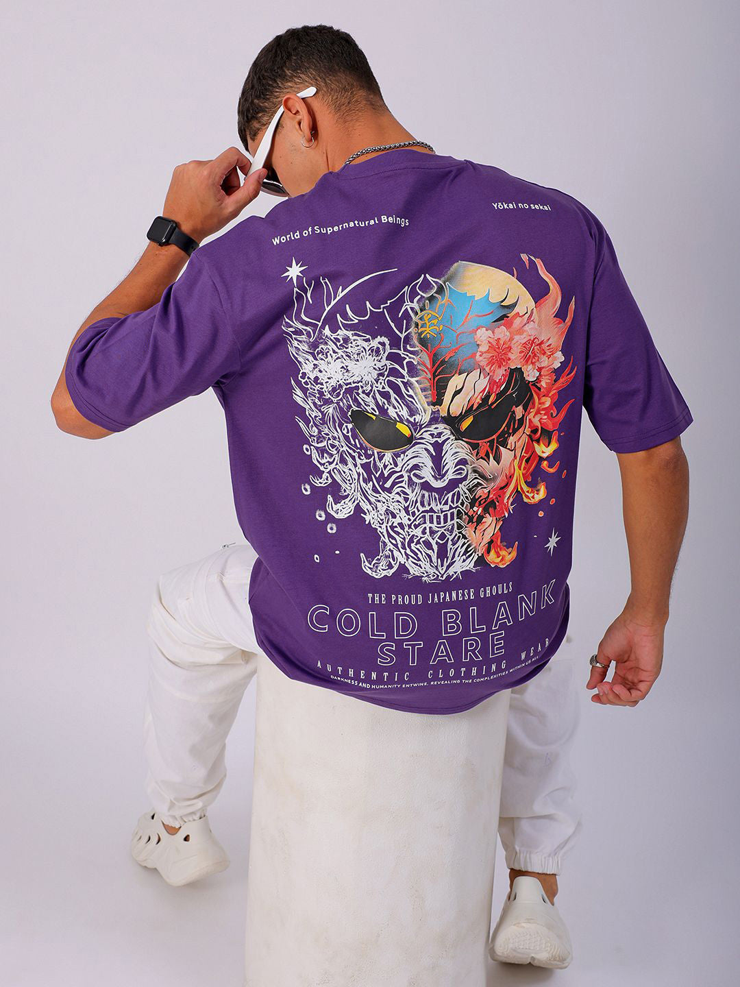 The Indian Garage Co Men Back Printed Boxy Oversized Pure Cotton T-shirt