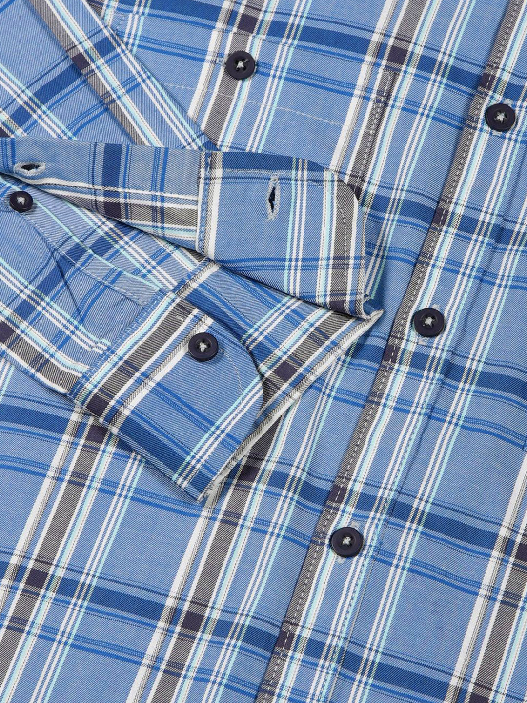 Thomas Scott Men Classic Spread Collar Tartan Checked Cotton Slim Fit Casual Shirt