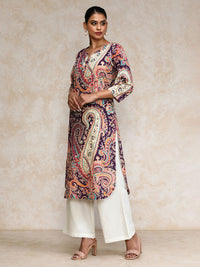 Varanga Ethnic Motifs Printed Pure Cotton Notch Neck Straight Kurta