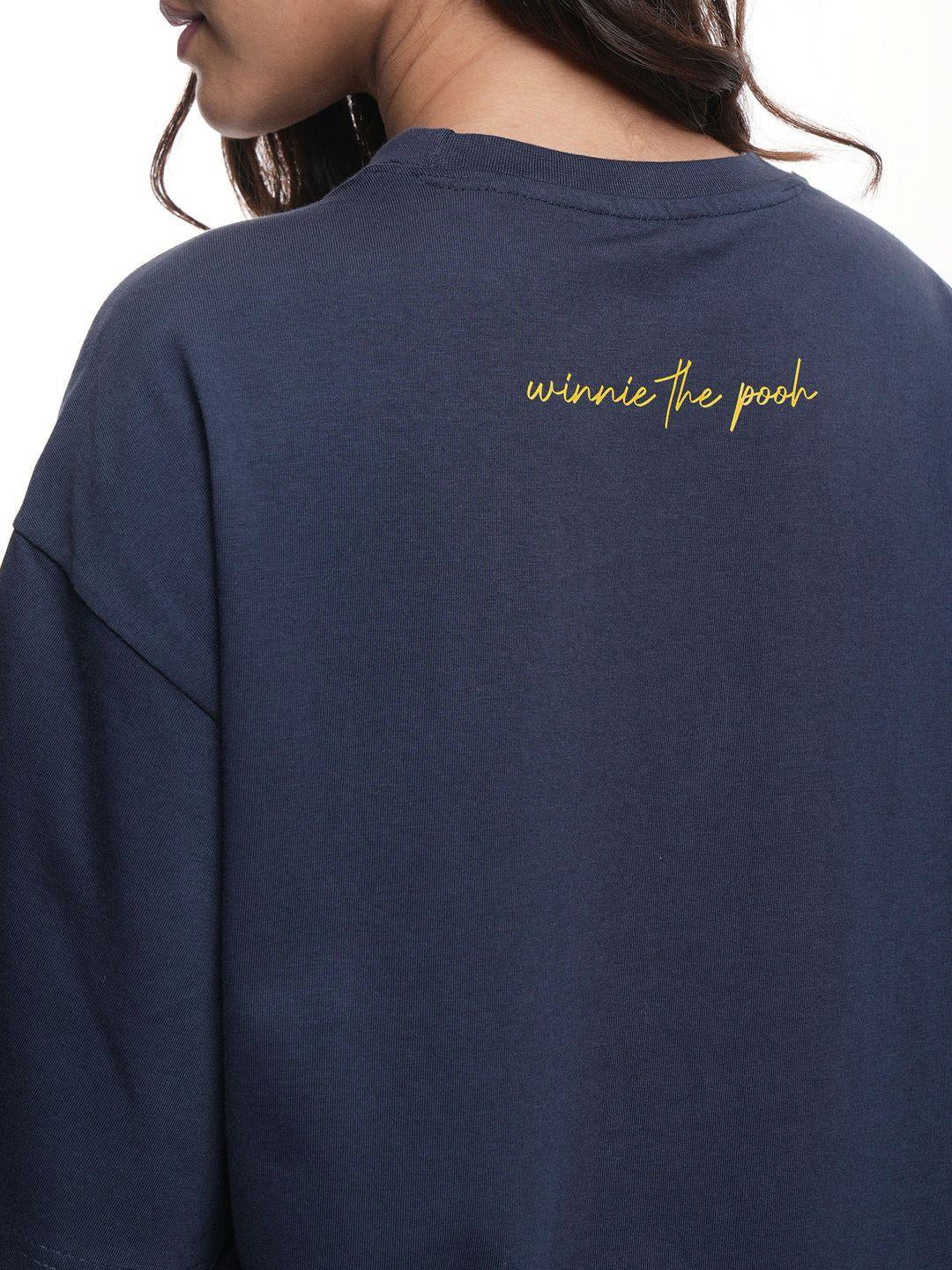 Tokyo Talkies Women Disney Winnie The Pooh Graphic Printed Oversized Cotton Tshirt