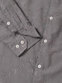 VASTRADO Men Classic Spread Collar Textured Solid Pure Cotton Slim Fit Casual Shirt
