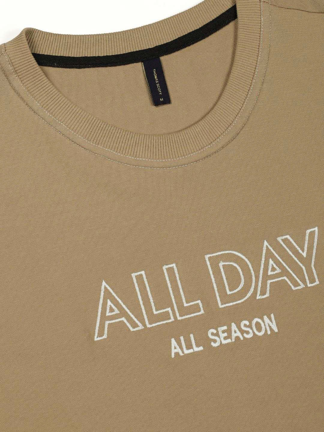 Thomas Scott Men Typography Printed Round Neck Relaxed Fit T-shirt