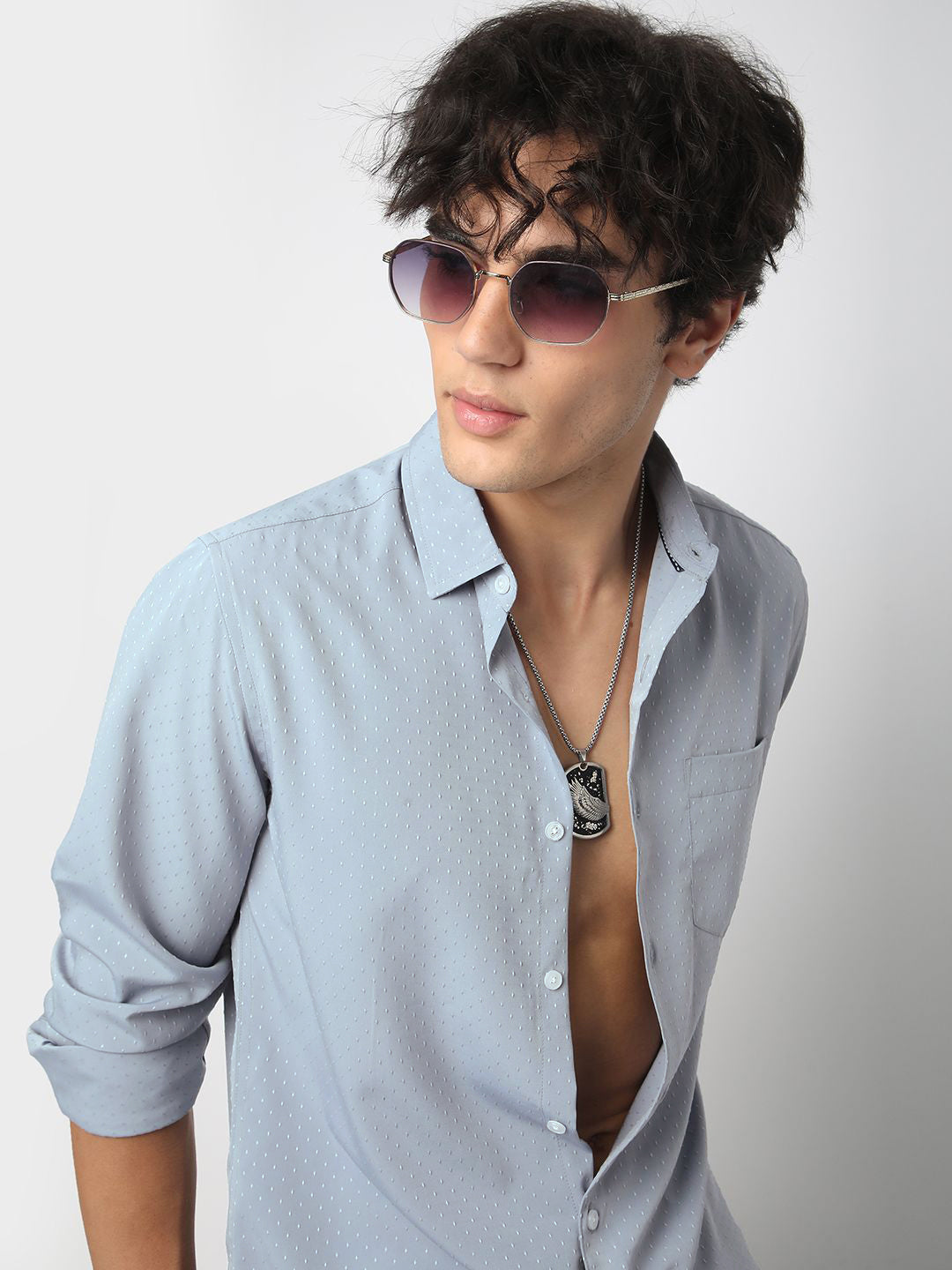 VASTRADO Men Classic Cutaway Collar Micro Ditsy Printed Casual Shirt