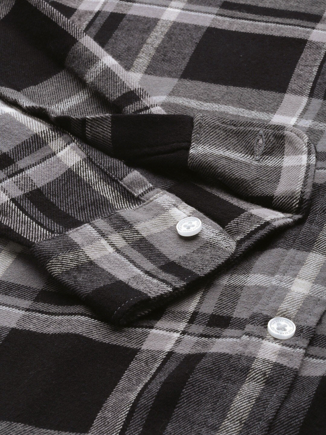 THE BEAR HOUSE Men Grey Slim Fit Tartan Checked Pure Cotton Casual Shirt