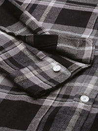 THE BEAR HOUSE Men Grey Slim Fit Tartan Checked Pure Cotton Casual Shirt