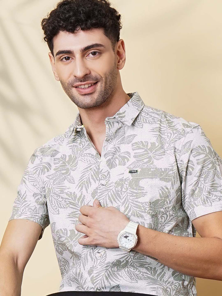 The Indian Garage Co Men Slim Fit Tropical Printed Resortwear Shirt