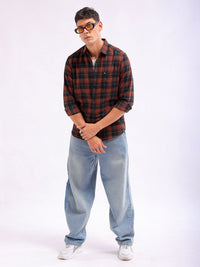 The Indian Garage Co Slim Fit Buffalo Checked Spread Collar Pure Cotton Casual Shirt