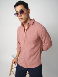 VASTRADO Men Classic Spread Collar Textured Slim Fit Casual Shirt