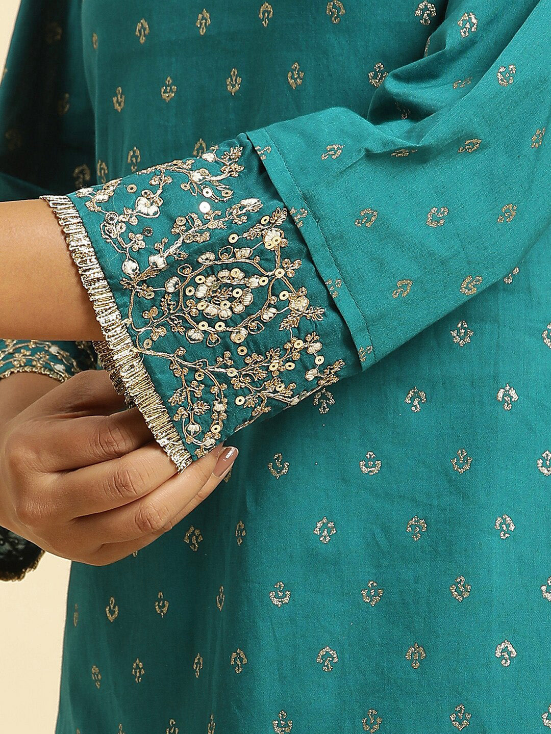 W Ethnic Motifs Printed Pure Cotton Anarkali Kurta