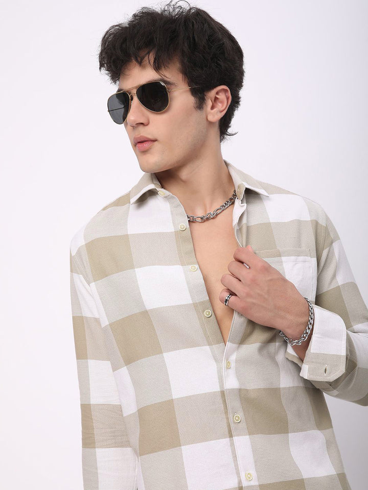 VASTRADO Men Classic Slim Fit Opaque Checked Casual Shirt
