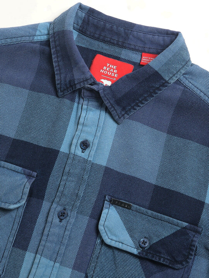 THE BEAR HOUSE Slim Fit Buffalo Checked Pure Cotton Casual Shirt