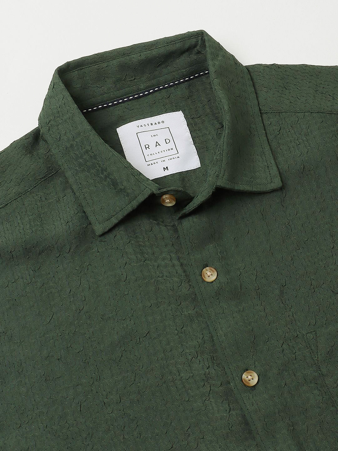 VASTRADO Men Classic Spread Collar Textured Slim Fit Casual Shirt