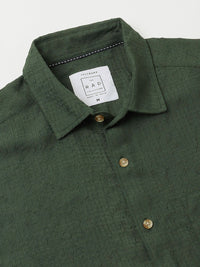 VASTRADO Men Classic Spread Collar Textured Slim Fit Casual Shirt