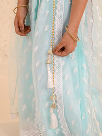 pspeaches Girls Embroidered Thread Work Ready to Wear Lehenga & Blouse With Dupatta