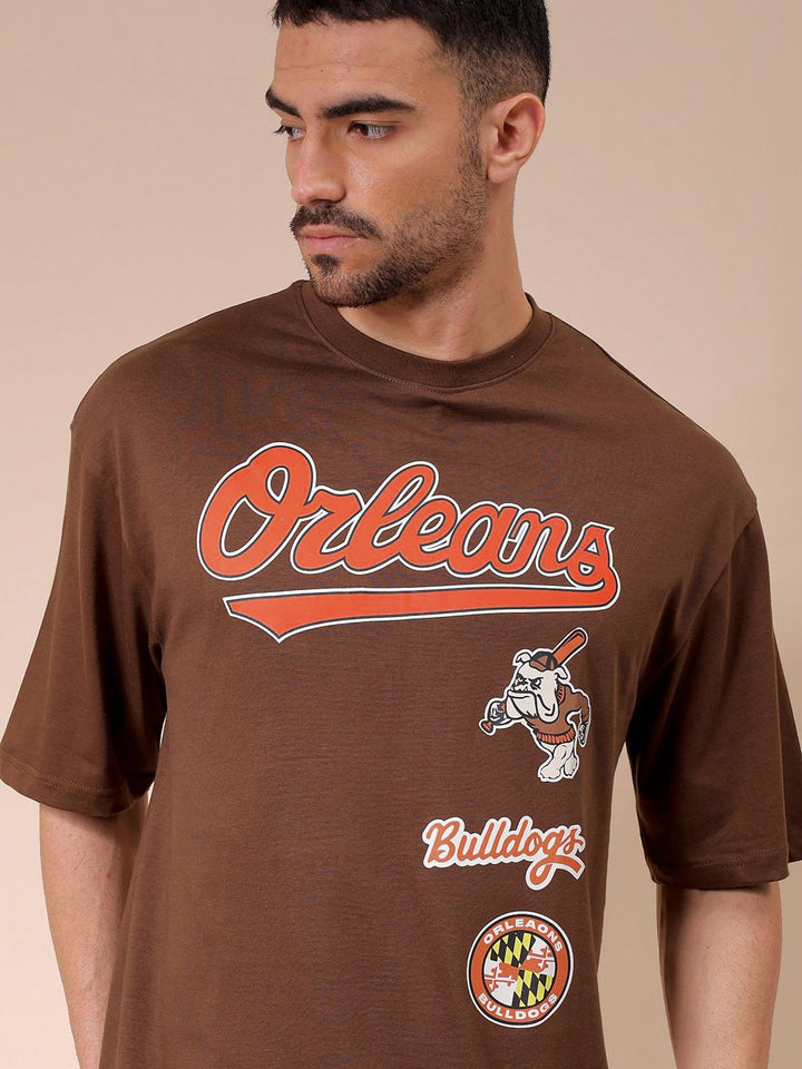 The Indian Garage Co Men Typography Printed Round Neck Cotton Oversized T-shirt