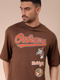 The Indian Garage Co Men Typography Printed Round Neck Cotton Oversized T-shirt