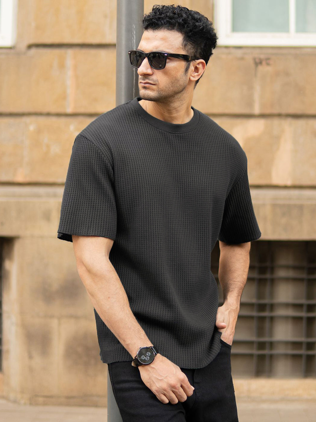 Powerlook Men Self Design Relaxed Fit T-shirt