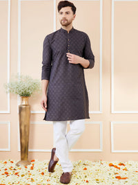 See Designs Ethnic Motifs Woven Design Long Sleeves Straight Kurta & Pyjama