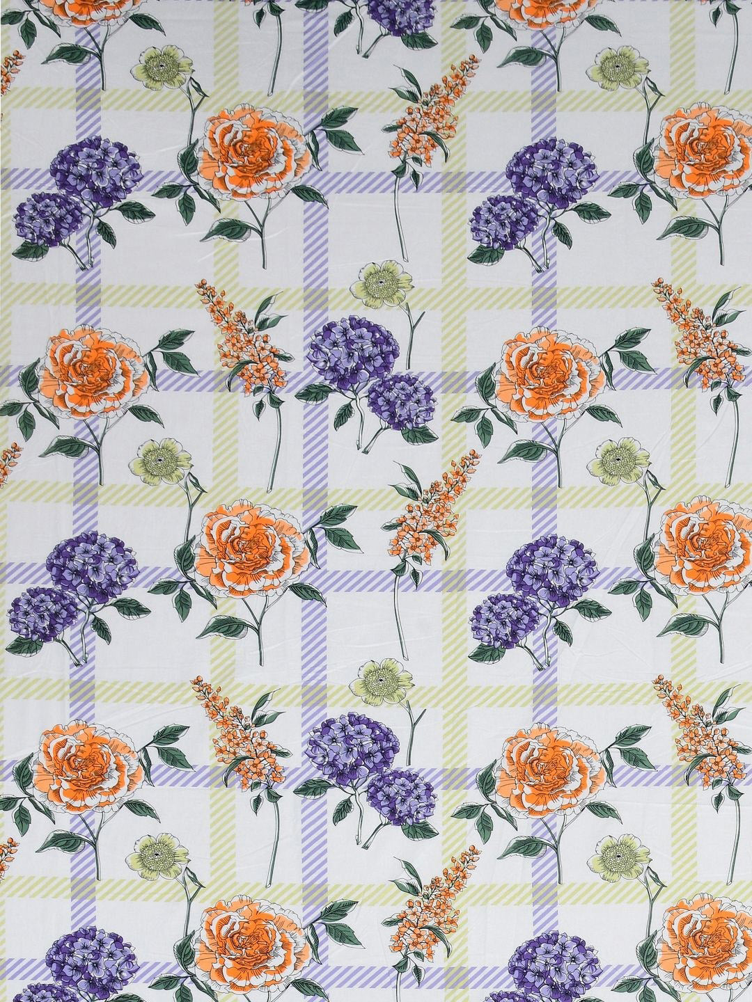 BOMBAY DYEING Florentine White Floral Pure Cotton 144TC Queen Bedsheet Set 2.28 m X 2.54m