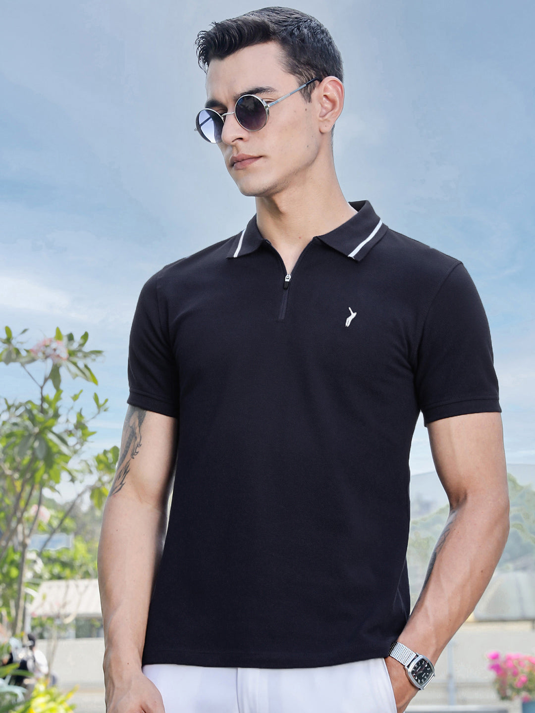 Thomas Scott Men Polo Collar Solid T-shirt