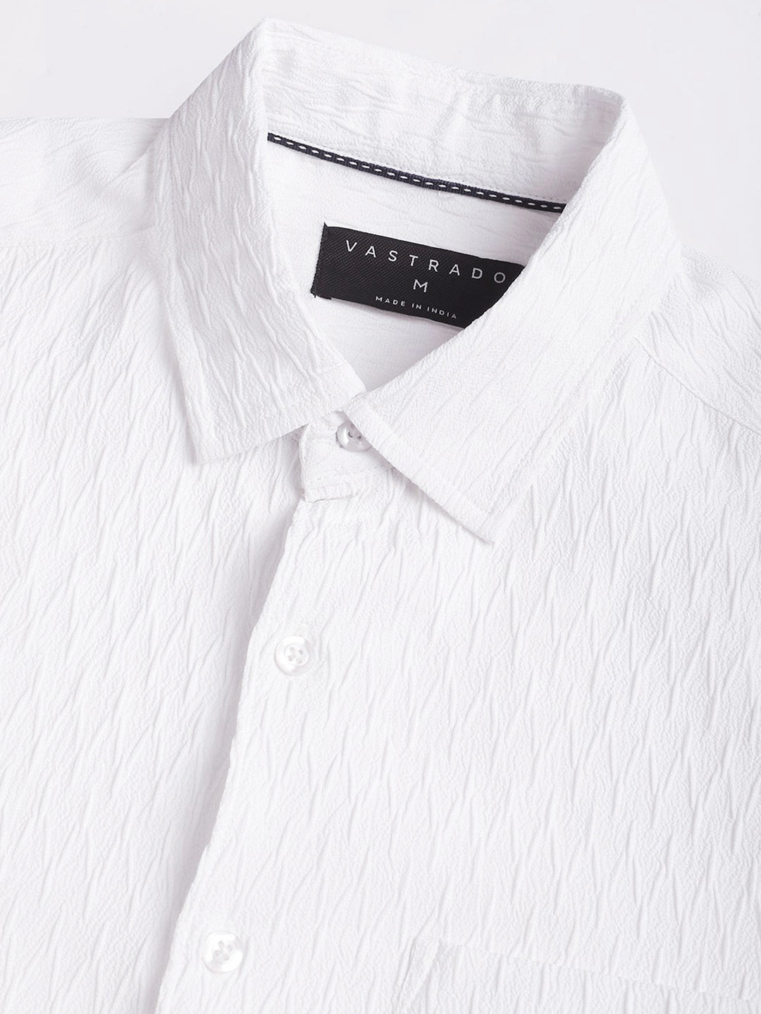 VASTRADO Men Classic Spread Collar Textured Slim Fit Casual Shirt